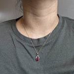 Rhyah 14K Yellow Gold 1.95cts Ruby Diamond Pendant | Oval 9x7mm