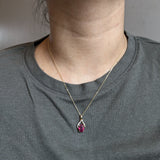 Rhyah 14K Yellow Gold 1.95cts Ruby Diamond Pendant | Oval 9x7mm