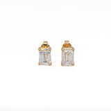 6x4mm 7x5mm Emerald Cut Lab Diamond Solitaire Stud Earrings in 14K Gold