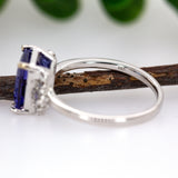 Ashi 14K White Gold Tanzanite Diamond Ring | Emerald Cut 9x7mm