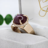 Bold Collection | 14K Yellow Gold 7.3cts Star Ruby Diamond Ring | Oval 10.5x9.6mm