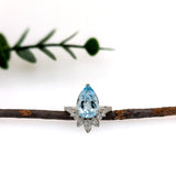 Anisha 14K White Gold 3.43cts Aquamarine Diamond Promise Ring  | Pear Shape 13x9mm