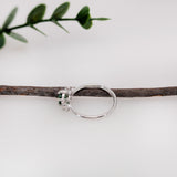 Dainty Green Tsavorite Ring w Natural Diamond Accents in Solid 14k Gold | RD 5mm