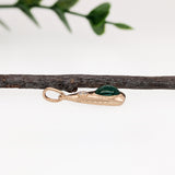 Danya 14K Yellow Gold 0.93cts Cabochon Emerald Diamond Pendant | Oval 7x5mm