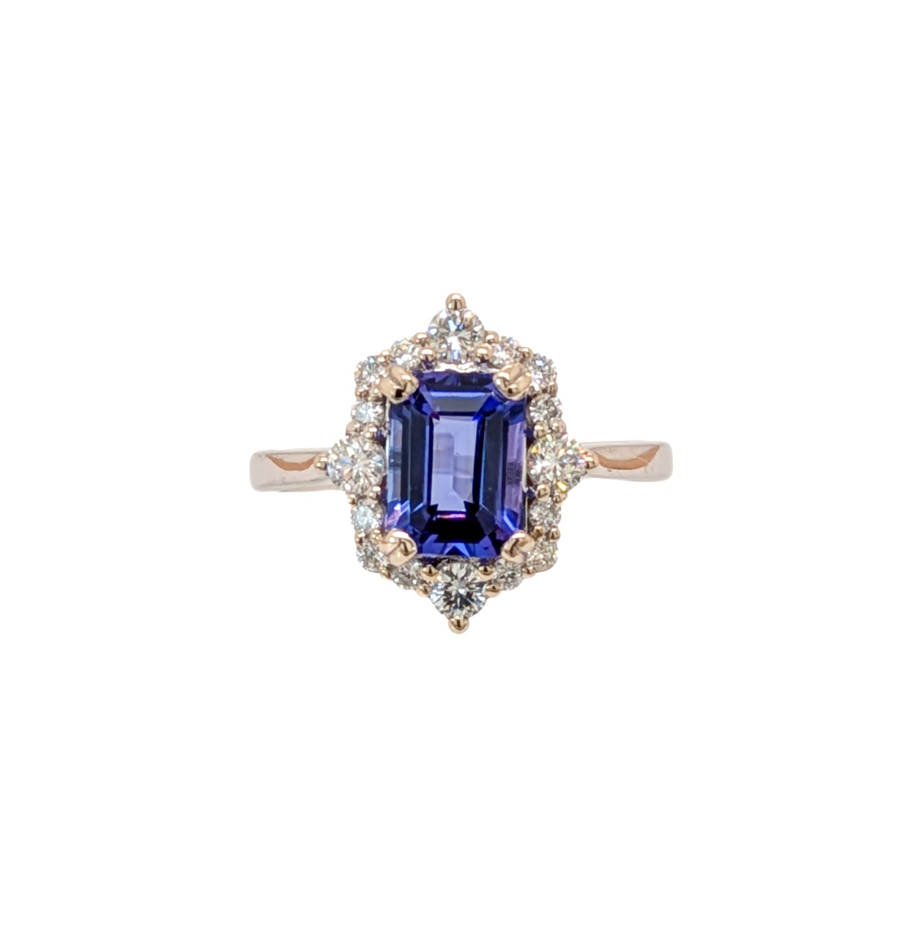 sonam 14k white gold 1.58cts tanzanite diamond ring | emerald cut 8x6mm