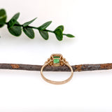Nivi 14K Yellow Gold 0.82cts Rare Tsavorite Garnet Diamond Ring | Cushion 7x5mm
