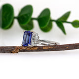 Ashi 14K White Gold Tanzanite Diamond Ring | Emerald Cut 9x7mm