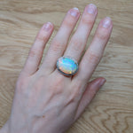 Sasha 14K White Gold 9.43cts Opal Diamond Ring | Oval 20x15mm