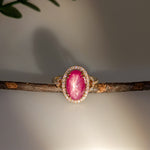 Angelic 14K Yellow Gold 5.87cts Star Ruby Diamond Wedding Ring | Oval - 12.5X8mm
