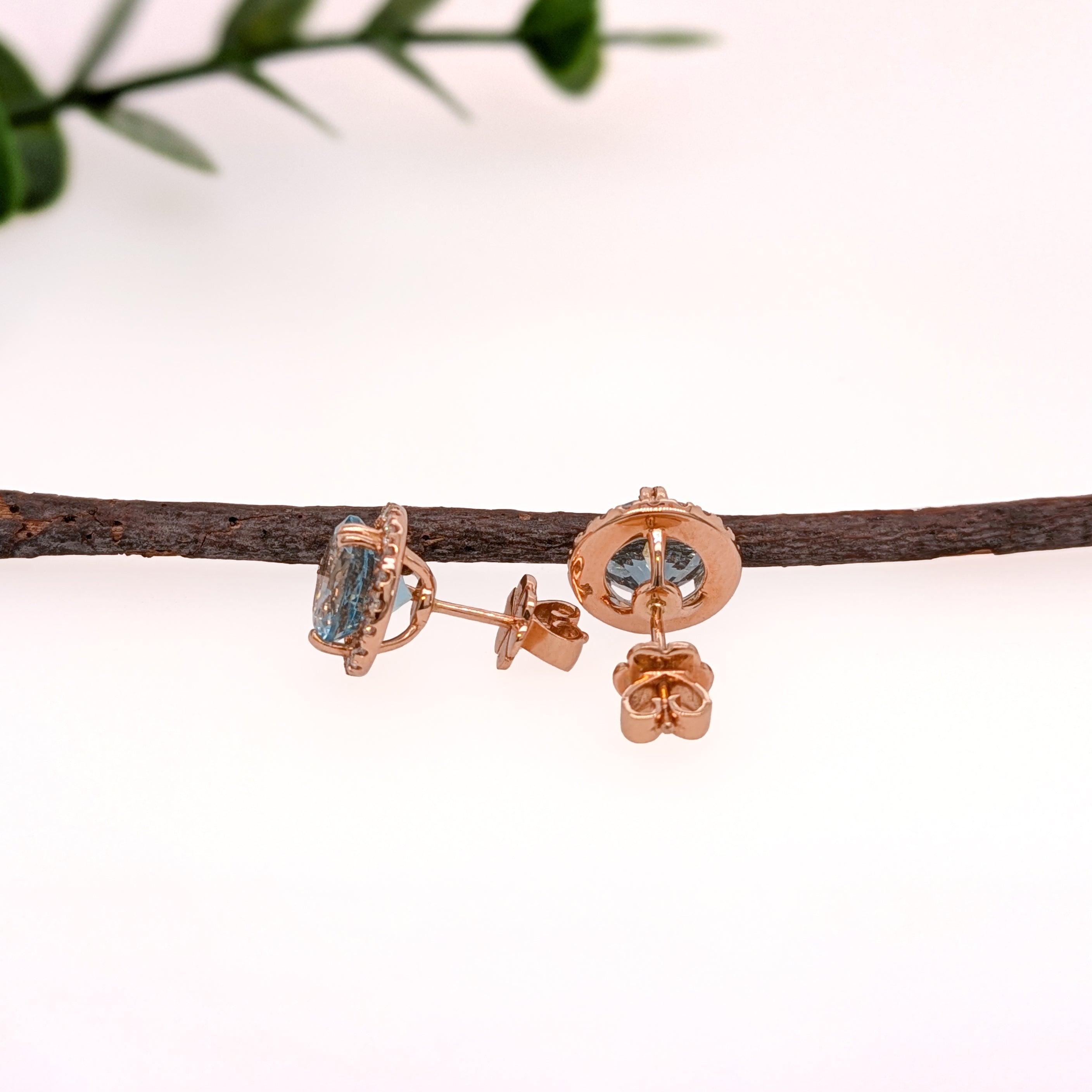 jessy 14k yellow gold 3.59cts aquamarine diamond stud earrings
