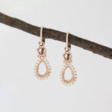 Earring Semi Mount w Earth Mined Diamonds in Solid 14K Gold | Pear 8.4x5.4mm