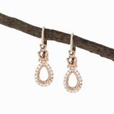 Earring Semi Mount w Earth Mined Diamonds in Solid 14K Gold | Pear 8.4x5.4mm