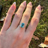 5.5ct Vibrant Blue Zircon Ring w Earth Mined Diamonds in Solid 14K Gold | EM 10x6mm