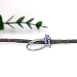 2.65ct Statement Tanzanite Ring w Natural Diamond Halo in Solid 14K White Gold | EM 9x7mm