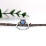2.65ct Statement Tanzanite Ring w Natural Diamond Halo in Solid 14K White Gold | EM 9x7mm