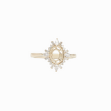 Aurora Collection Unique Oval Shape Ring Setting w Diamond Halo in 14K Solid Gold