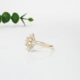 Aurora Collection Unique Oval Shape Ring Setting w Diamond Halo in 14K Solid Gold
