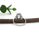 Vintage Style Art Deco Diamond Halo Ring Semi Mount in Solid 14K Gold