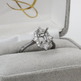 Vintage Style Art Deco Diamond Halo Ring Semi Mount in Solid 14K Gold