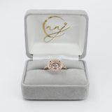 Classic Ring Semi-mount in Solid 14k Gold w Natural Diamond Halo and Baguette Diamond Accents || Cushion Cut 13x10.5mm || Customizable ||