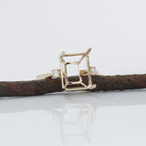 Minimalist Diamond Accented Ring Setting in 14K Solid Gold | Emerald Cut | Statement Ring | Tapered Shank | Customizable