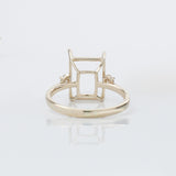 Minimalist Diamond Accented Ring Setting in 14K Solid Gold | Emerald Cut | Statement Ring | Tapered Shank | Customizable