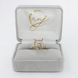 Minimalist Diamond Accented Ring Setting in 14K Solid Gold | Emerald Cut | Statement Ring | Tapered Shank | Customizable