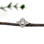 Bespoke Ring Setting w Natural Diamond Accents in 14K Solid Gold | OV 6.5x5mm