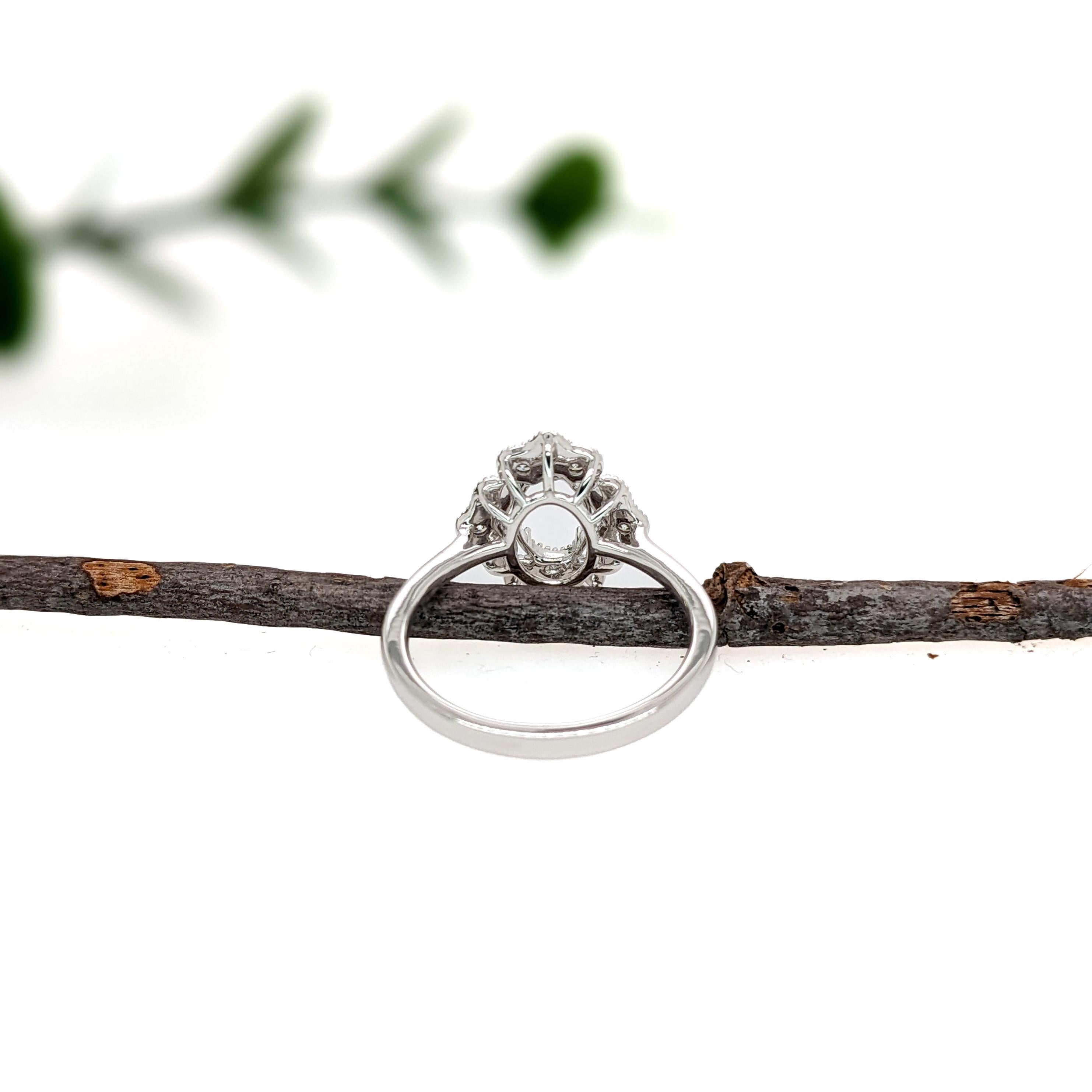 Bespoke Ring Setting w Natural Diamond Accents in 14K Solid Gold | OV 6.5x5mm