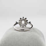 Ring Semi Mount w Earth Mined Diamonds in Solid 14K Gold | Oval 5.5x4mm