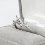 Ring Semi Mount w Earth Mined Diamonds in Solid 14K Gold | Round 6.5mm