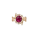 2.5ct Burma Ruby Ring w Natural Diamond Accents in Solid 14K Yellow Gold | Oval