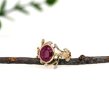 2.5ct Burma Ruby Ring w Natural Diamond Accents in Solid 14K Yellow Gold | Oval