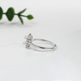 Ring Semi Mount w Earth Mined Diamonds in Solid 14K Gold | Princess Cut 4mm