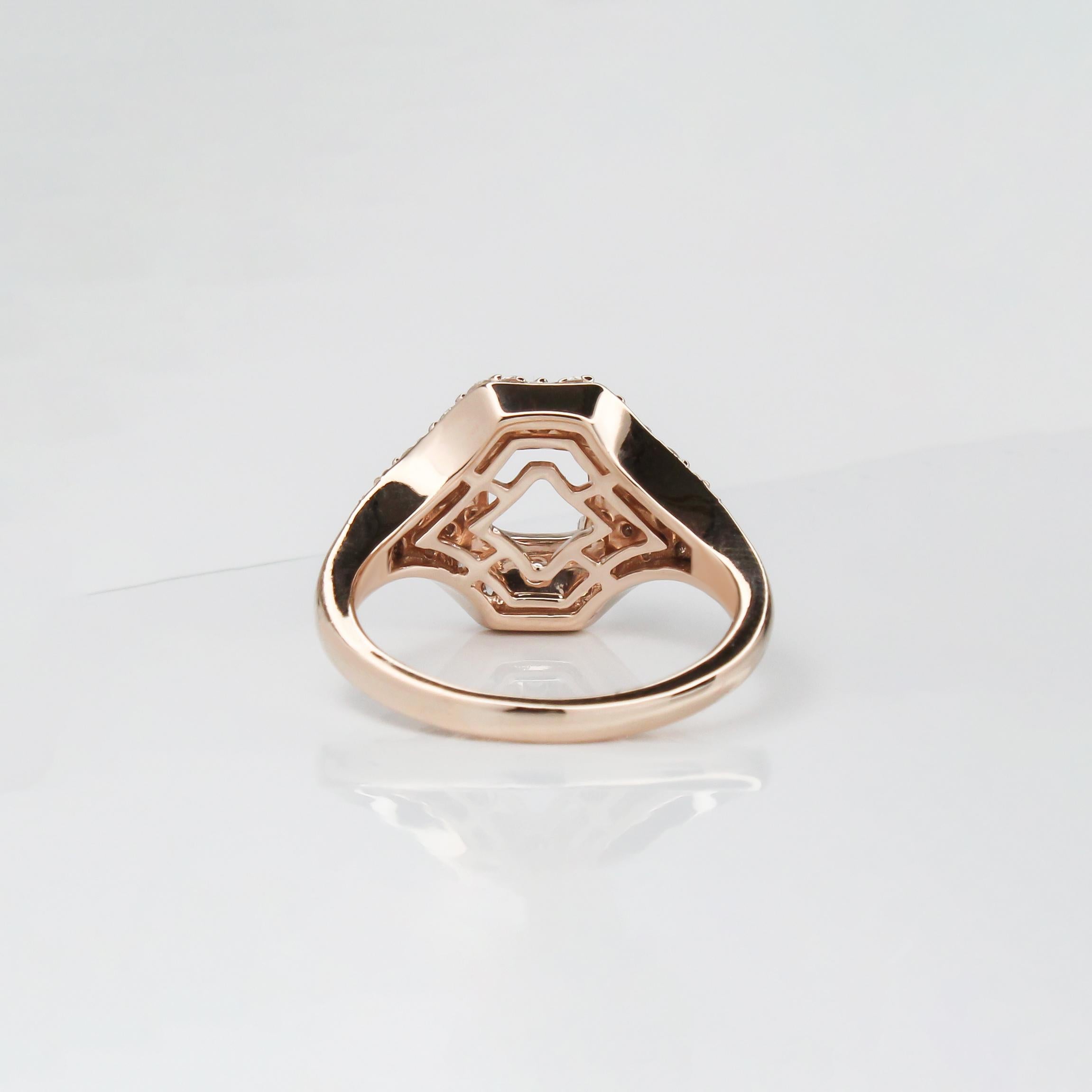 Ring Semi Mount w Earth Mined Diamonds in Solid 14K Gold | Cushion 6mm