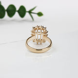 Alice Ring Semi Mount w Earth Mined Diamonds in Solid 18K Gold | Emerald Cut