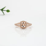 Statement Oval Ring Semi Mount w Diamonds and Milgrain Details in 14K Solid Gold