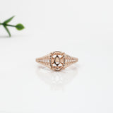 Statement Oval Ring Semi Mount w Diamonds and Milgrain Details in 14K Solid Gold