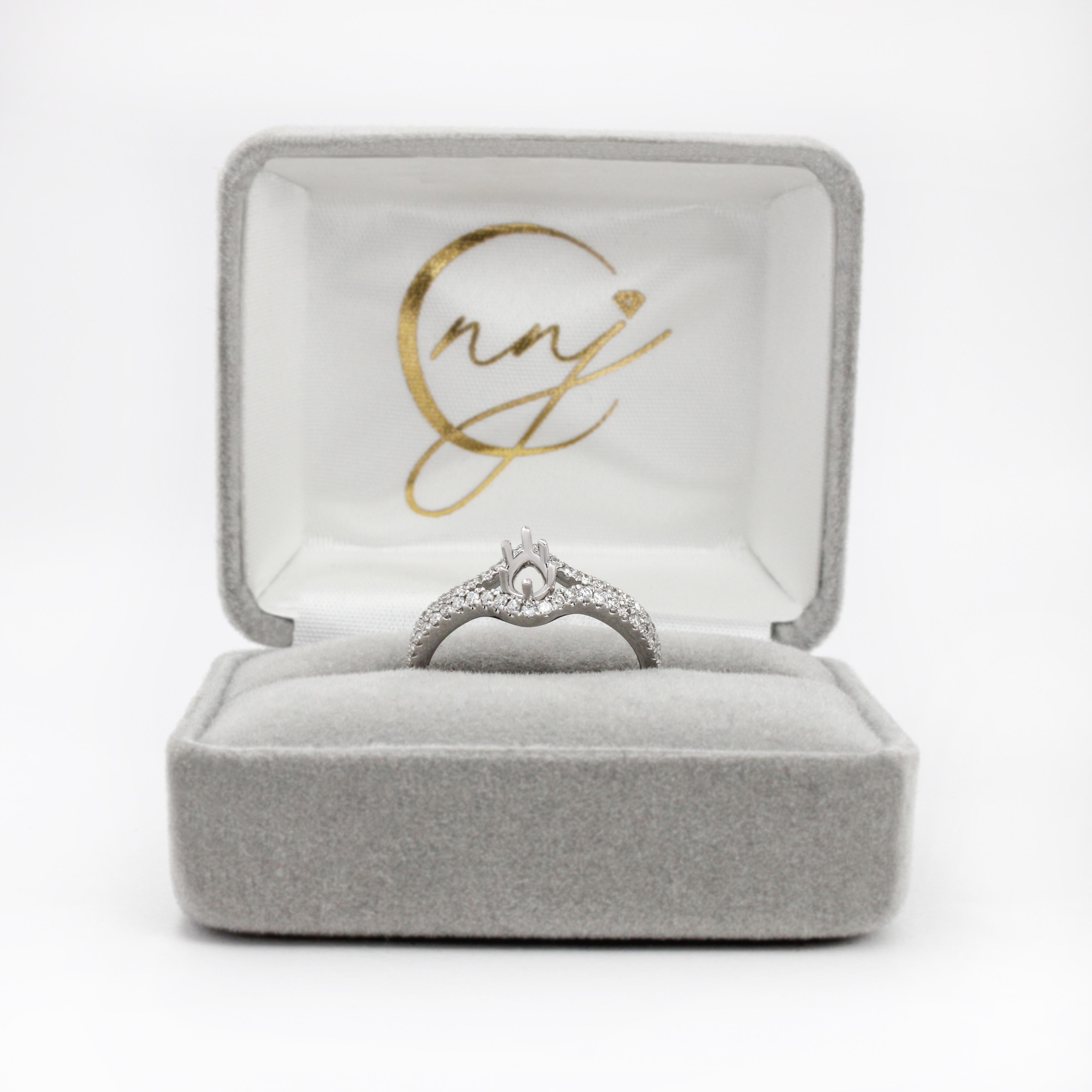 Unique Split Shank Ring Setting with Diamonds in 14K Solid Gold | Pear Shape