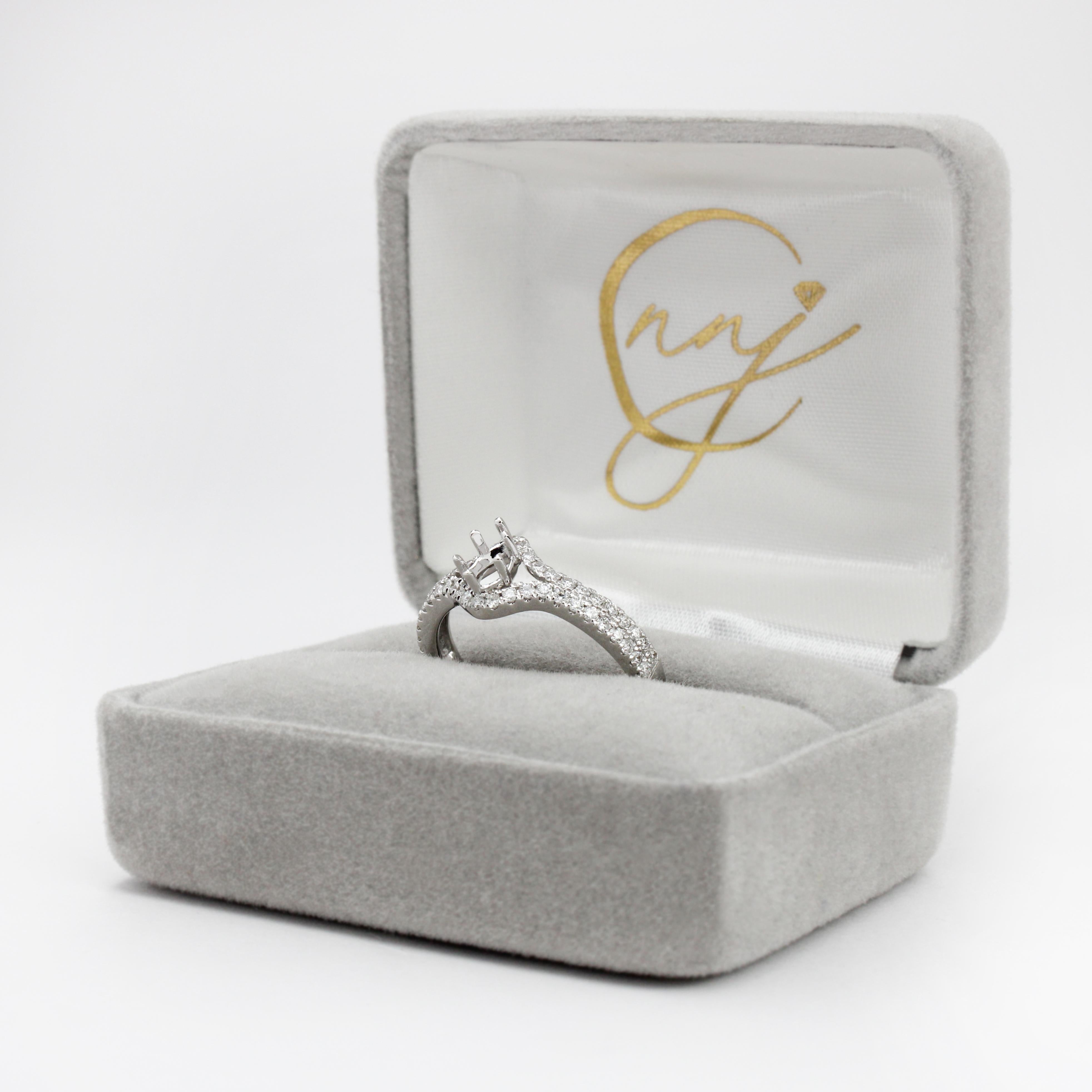 Unique Split Shank Ring Setting with Diamonds in 14K Solid Gold | Pear Shape