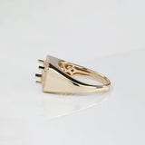 Ring Semi Mount w Earth Mined Diamonds in Solid 14K Gold | Emerald Cut 8x6mm