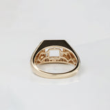 Ring Semi Mount w Earth Mined Diamonds in Solid 14K Gold | Emerald Cut 8x6mm