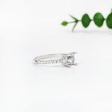 Ring Semi Mount w Earth Mined Diamonds in Solid 14K Gold | Emerald Cut 6mm
