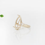 Statement Ring Setting w Trillion Diamond Accents in 14K Solid Gold | Pear
