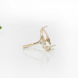 Statement Ring Setting w Trillion Diamond Accents in 14K Solid Gold | Pear