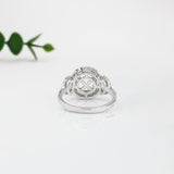 Statement Engagement Ring Semi Mount w Diamonds in 14K Solid Gold | Round