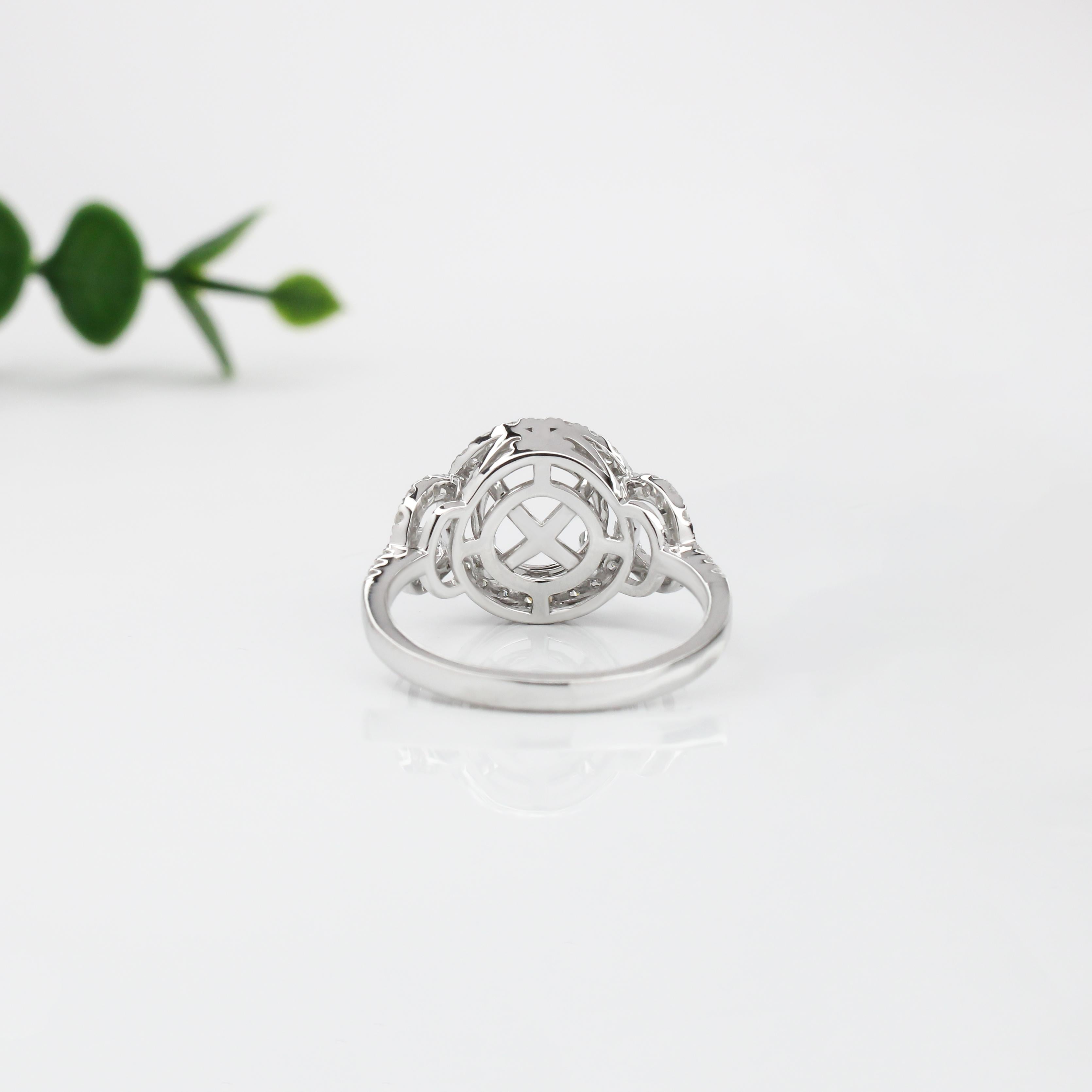 Statement Engagement Ring Semi Mount w Diamonds in 14K Solid Gold | Round