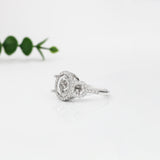 Statement Engagement Ring Semi Mount w Diamonds in 14K Solid Gold | Round