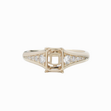 Tapered Engagement Ring Setting w Earth Mined Diamond Accents in 14K Solid Gold