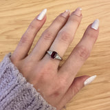 1.1ct Ruby Engagement Ring w Natural Diamond Accents in Solid 14K White Gold